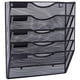 thumbnail image 1 of Organizador de archivos de pared colgante de malla de 5 bolsillos, soporte para carpetas de documentos de papel de correo montado en la pared, almacenamiento de portapapeles negro, 1 of 5