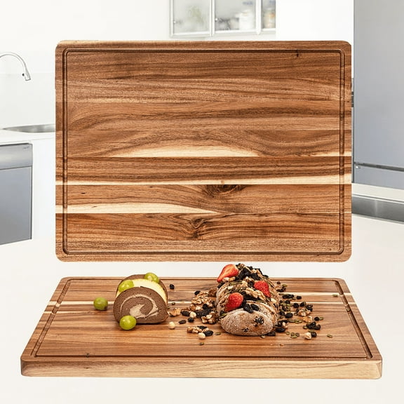 Wooden Cutting Boards for Kitchen, 24" x 18" Large Cutting Board with Juice Groove and Side Handle