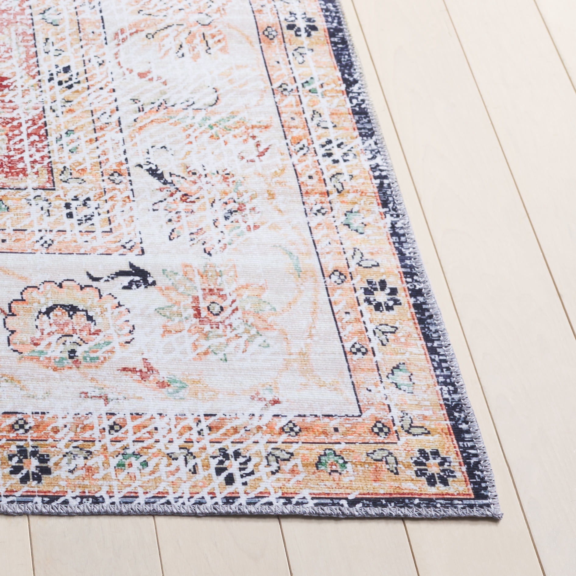 Safavieh Arizona Aria Distressed Machine Washable Area Rug, Rust/Beige, 6' x 9'