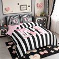 thumbnail image 2 of Manfei Dreamy Princess Bowtie 7-Piece King Bedding,Initial Letter M Design King Bed in a Bag,Pink Reversible, 2 of 7