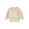 thumbnail image 2 of Musuos Baby Girl Fall Sweater 0-18Months FloralLetter Embroidery Long Sleeve Round Neck Chunky Knitwear Pullover, 2 of 7