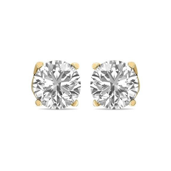 1.25 CTW Round Lab Grown Diamond Solitaire Stud Earrings with Basket Setting Screwbacks in 14K Yellow Gold (E-F, VS1-VS2)