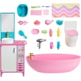 Barbie World Bathtime Toy Playset with 19 Dollhouse Accessories ...