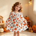 thumbnail image 2 of Likimi Infant Toddler Girls Hallowmas Dress Square Neck Long Sleeve Halloween Pumpkin Print For Party Fashion Dresses Size 2Y, 2 of 8