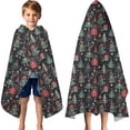 thumbnail image 3 of Dark Christmas Tree and Gift Pattern Hooded Bath Towel，60"x35" for Ages 3 To 12 Kids, Quick Dry Lightweight Soft Microfiber Hood Beach Towel Cover Up for Kids, 3 of 7