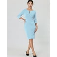 thumbnail image 3 of DARING DIVA Sheath Dress Zipper Neck Work Pencil Dresses S Blue, 3 of 6