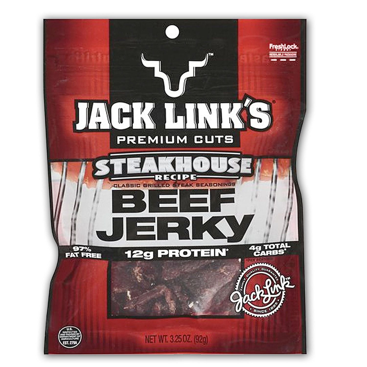 Product of Jack Link's Steakhouse Beef Jerky Peg Bag 3.25 oz. Bag 8