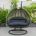 thumbnail image 3 of LeisureMod 2 Person Wicker Egg Chair Outdoor Indoor Bedroom Patio Hanging Lounge Swing Hammock Chairs with Black Stand and UV Resistant Cushions (Black), 3 of 6