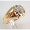 thumbnail image 4 of Flower Men's Ring Simulated Diamond 1.60Ct Round Cut Cluster Wedding Ring 14K Yellow Gold Plated 925 Silver, 4 of 5