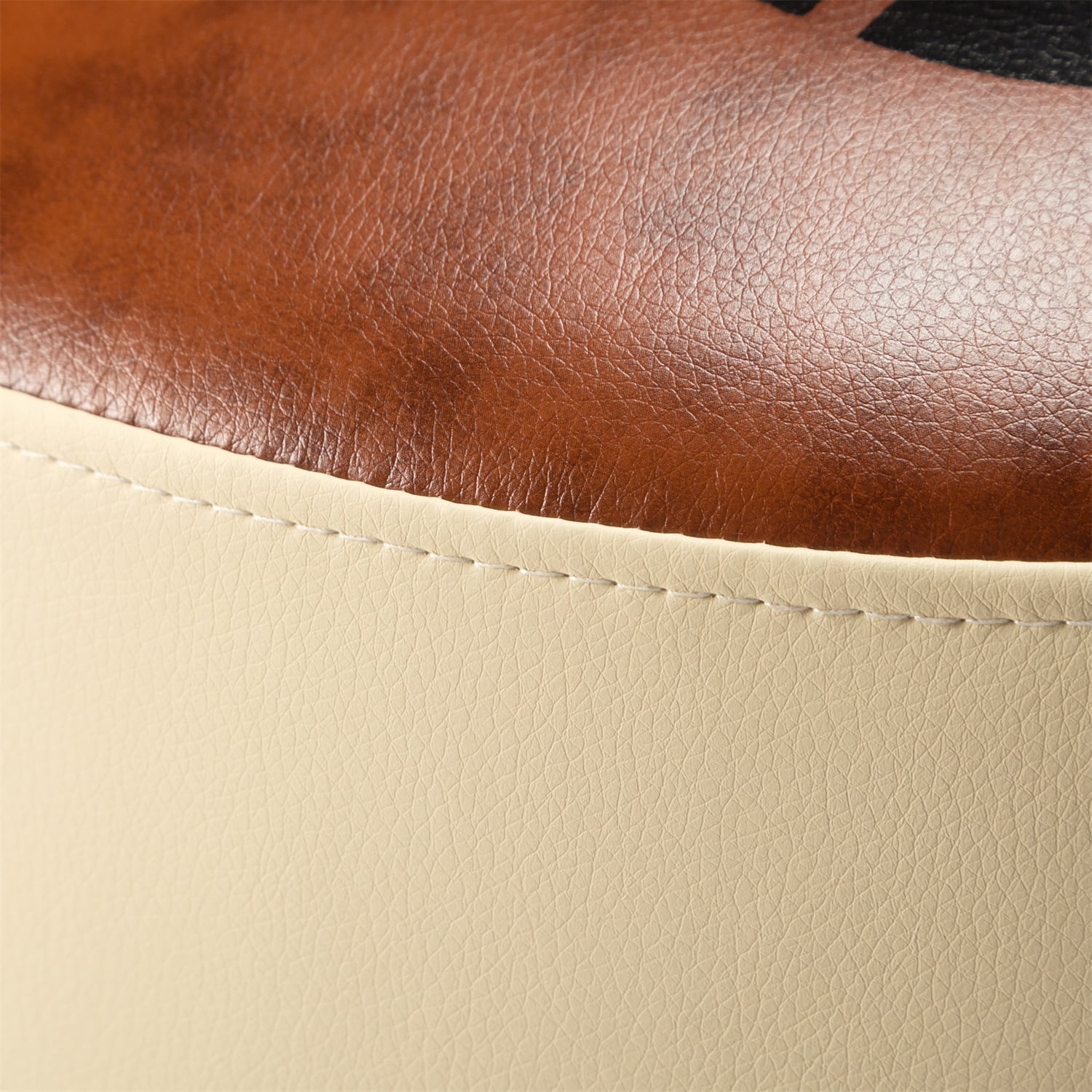 Kadyn 16.5" Round Ottoman, PU Upholstered Footstool for Living Room, Modern PU Ottoman for home and office, Brown Kadyn 16.5" Round Ottoman, PU Upholstered Footstool for Living Room, Modern PU Ottoman for home and office, Brown