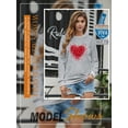 thumbnail image 4 of Xuanfei Women Heart Printed Crew Neck Long Sleeve Sweatshirt, 4 of 7