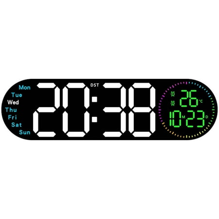 PLPPYFS Large Display Digital Alarm Clock for Bedrooms, Date Day of Week Calendar Desk Table Clocks for Living Room Office, Digital Clocks for Living Room with Temperature, Date & Time Display