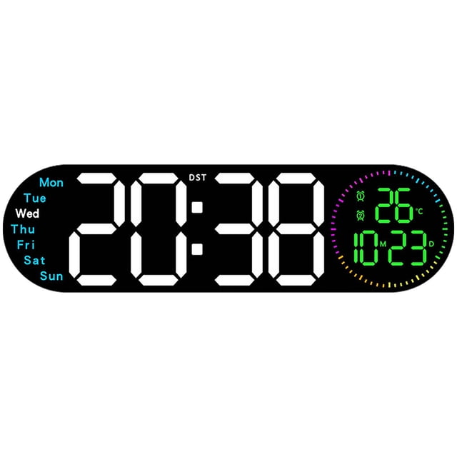 Ohufall 17.3 Inch Large LED Digital Wall Clock Temp Humidity Display Alarm Clock For Living Room Bedroom Home Decor