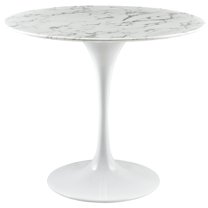 Ergode Lippa 36" Round Artificial Marble Dining Table - White