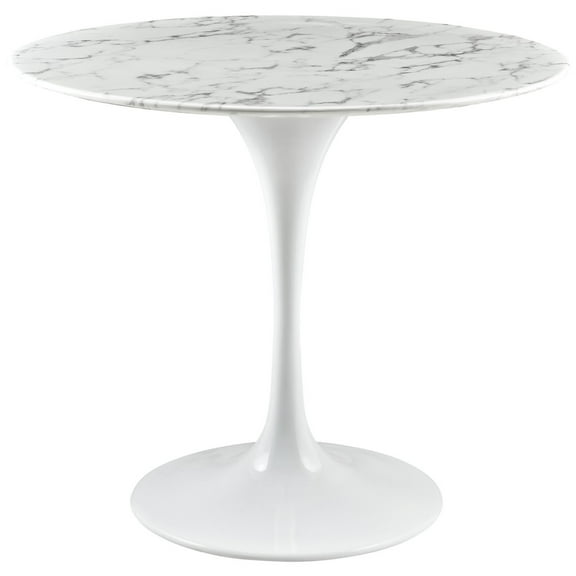 Ergode Lippa 36" Round Artificial Marble Dining Table - White