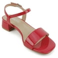 thumbnail image 4 of Soda Shoes Women Ankle Strap Sandals Low Block Heel Single Band EPISODE-S Hot Lipstick Red 11, 4 of 5