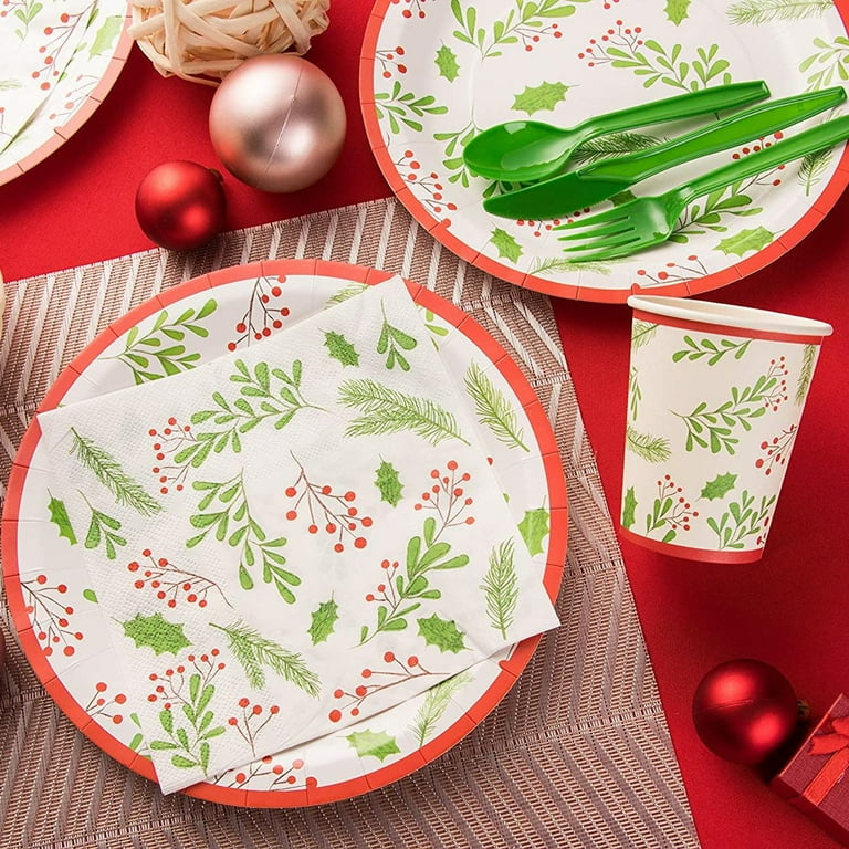 100-Pack Christmas Party Holly Berry Paper Napkins, 2-Ply, x