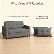 Sofa Bed, Lofka 3-in-1 Convertible Sofa Bed with Storage, 5-Level Adjustable Back - Sleeper Couches for Living Room, Dark Grey