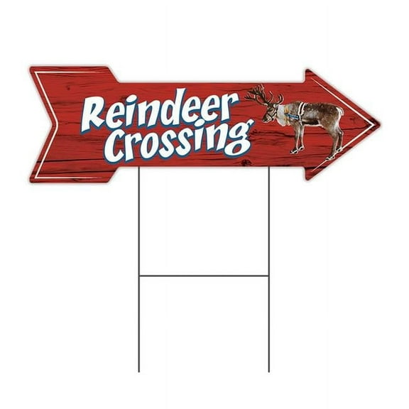 10 x 30 in. Corrugated Plastic Double Sided Arrow Sign - Reindeer Crossing