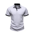 thumbnail image 6 of Yifymode Men's Textured Knit Short Sleeve Polo Shirt, Contrast Collar Regular Fit Everyday Casual Top White 3XL, 6 of 6