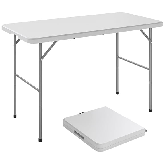 Outsunny Picnic Table with Adjustable Height and Handle 47" x 24", White