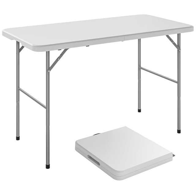 Outsunny Table de Pique-Nique avec Hauteur Réglable et Poignée 47 Pouces x 24 Pouces, Blanc