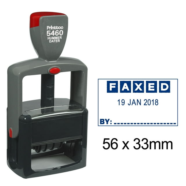 Printtoo Heavy Duty Dater Stamp Self Inking With Faxed By Text Office Stationery Date Rubber Stamp-Blue