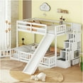 thumbnail image 2 of JERFIT Over Full Bunk Bed with Slide Storage Staircase Pine Solid Wooden Bunk Bed with Safety, 2 of 8