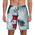 thumbnail image 3 of Uemuo Circular Lighthouse Pattern Mens Swim Trunks Quick Dry Board Shorts with Mesh Lining, Stretch Beach Shorts Quick Dry No-Chafing Board Shorts-X-Large, 3 of 9