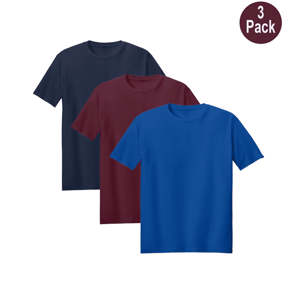 Zfeel Men Pure Dry Fit High Performance Poly T-Shirt, Short Sleeve, Polyester, Assorted, 3 Pack, S