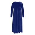 thumbnail image 6 of LYXSSBYX Womens Dresses Long Sleeve Women's Solid Color Loose Long Sleeve Long Dress Round Neck Asymmetric Swing Layered Beach Long Dress, 6 of 6
