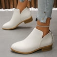 thumbnail image 4 of Womens Short Dress Boots Winter Fall Trendy Solid Leather Pointed Toe Low Heel Zipper Ankle Booties, 4 of 6