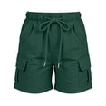 thumbnail image 5 of Spazoro Kids Girls Cargo Shorts with Multi-Pockets, Breathable Solid Color Elastic Drawstring Waist Casual Summer Shorts for Dailywear Green Size 9-10 T, 5 of 8