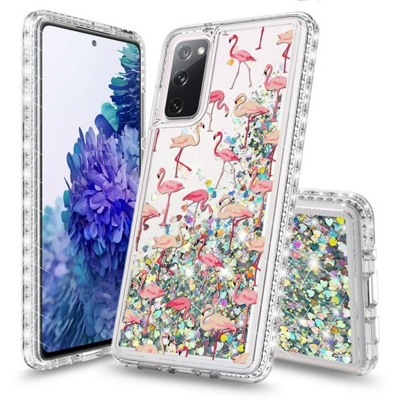 Bemz Liquid Quicksand Case for Samsung Galaxy S20 FE (with Touch Tool) - Flamingos (Clear)