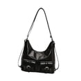 thumbnail image 2 of Bolso de hombro para mujer de piel sintética con múltiples bolsillos, bolso de mano para el trabajo y actividades al aire libre. Negro, 2 of 9
