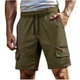 thumbnail image 2 of Xdegoge Workout Cargo Shorts for Men Lightweight Quick Dry Athletic Running Shorts Elastic Waist Drawstring Zipper Pockets for Gym Training Hiking Outdoor Summer Casual, 2 of 7