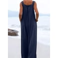 thumbnail image 3 of Women's Casual Loose Overalls Jumpsuits Adjustable Straps Wide Leg Long Pant Rompers With Pockets, 3 of 5