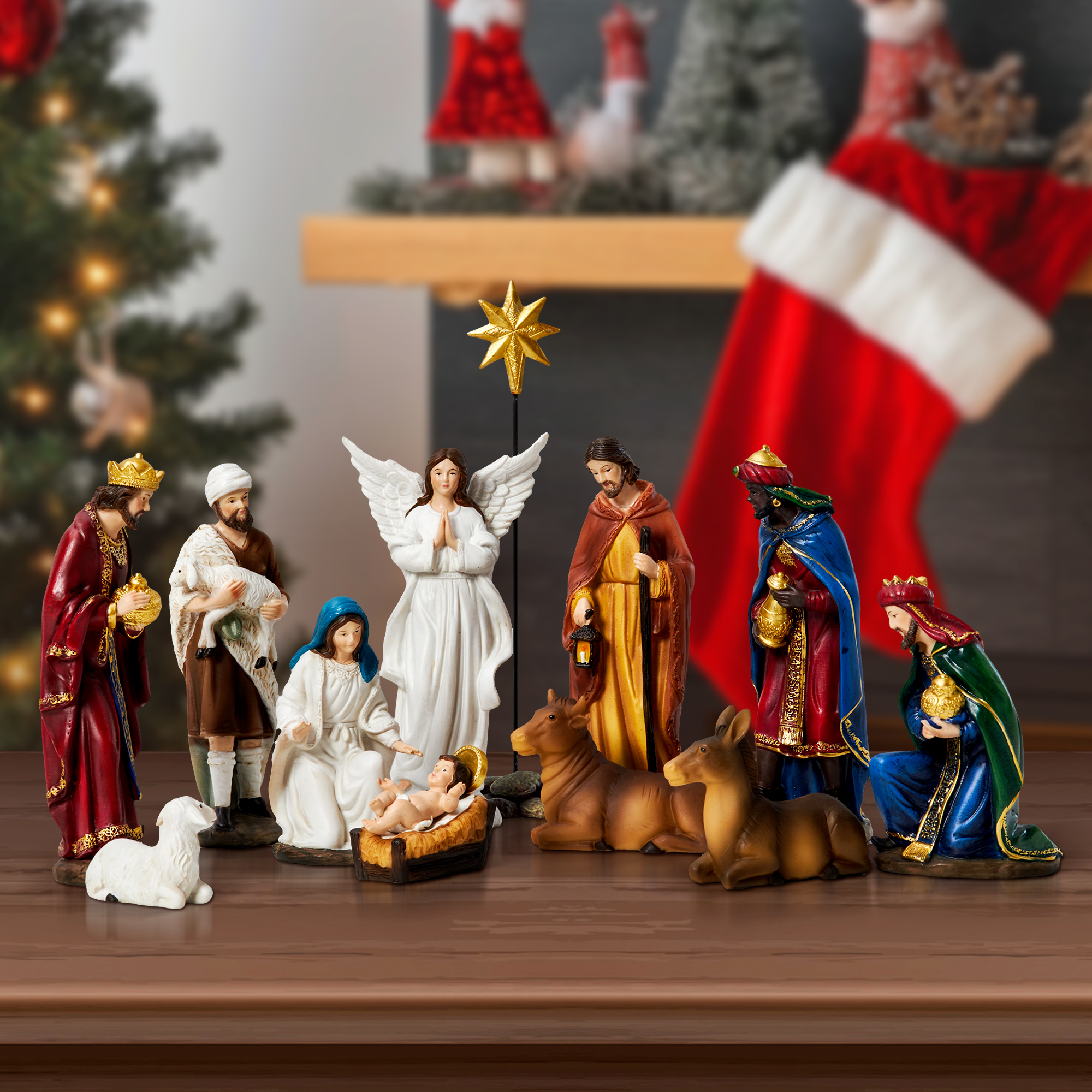 KUETH 13-Piece Hand-Painted Nativity Set with 5.9" Figures photo 3