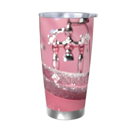 

Gaeub Glittering Pink Bathtub Print 20-Ounce Stainless Steel Car Cup Tumblers Cups with Lids and Straw Coffee Cups for Adults Kids Home Car Office School Travel Party-Without Straw