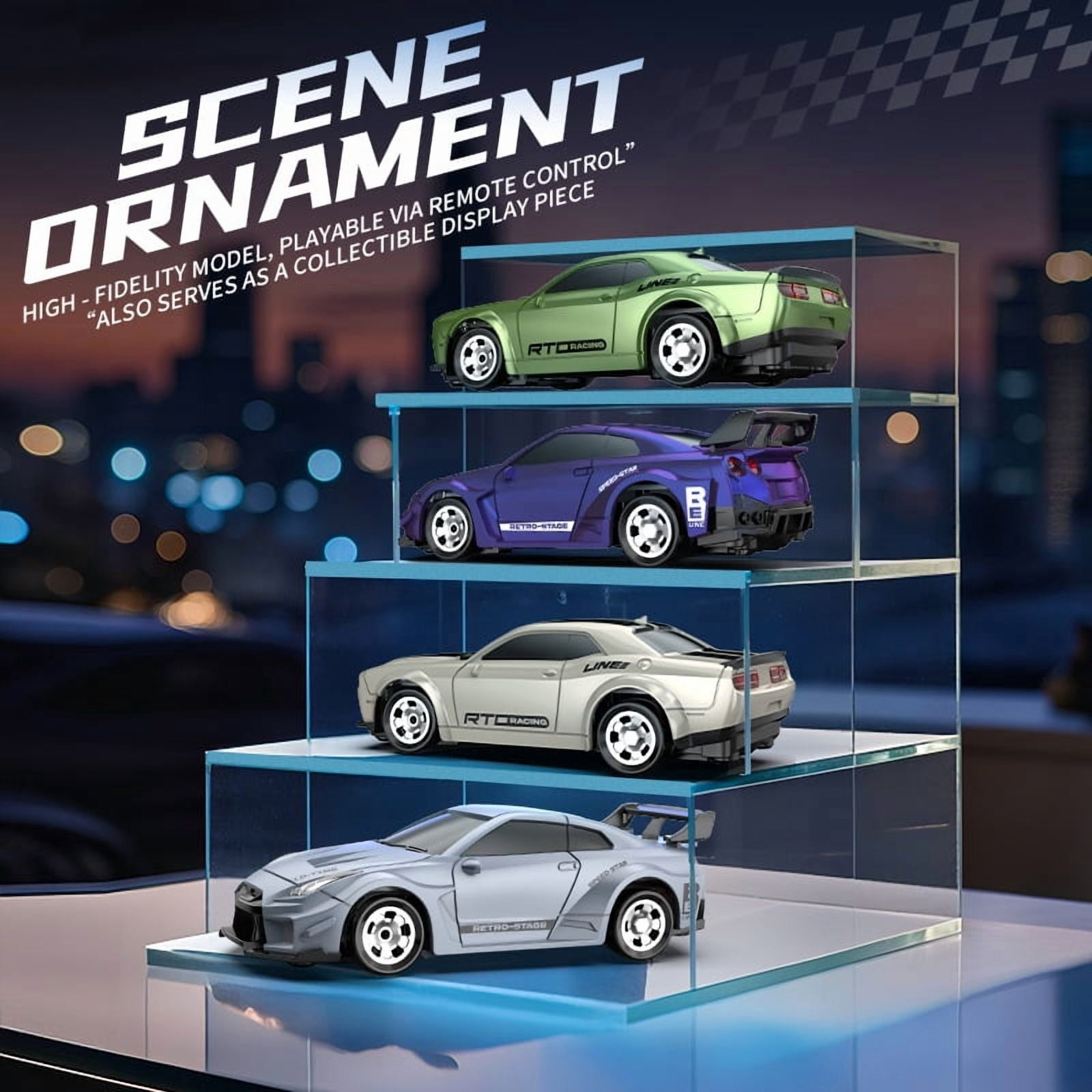 Drift RC Car 1/64 Radio Control Race Car 4WD High Speed Model for Kids Adults Birthday Gifts