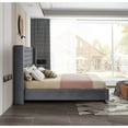 thumbnail image 2 of Homestock Gothic Grace Modern Contemporary Velvet Upholstered Bed with Deep Button Tufting, Solid Wood Frame, and Custom Chrome Legs-Color:Grey,Size:King, 2 of 10