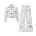thumbnail image 6 of ATOGUTA Teen Girl Outfits Long Sleeve Jacket and Wide Leg Denim Pants Girls Clothing Sets 2PC Summer Outfits Size 3T-13, White, 6 of 6