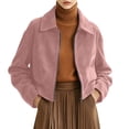 thumbnail image 3 of WAGUTH Vintage Faux Suede Cropped Jackets for Women Long Sleeve Lapel Zip Up Casual Short Jacket Elegant Fall Street Outerwear, 3 of 8