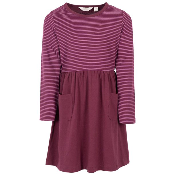 Trespass - Vestido Casual Forgotten de Rayas de Jersey Niñas (Higo)