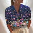 thumbnail image 2 of Blusa con botones sueltos con estampado de cuello en V informal de manga media para mujer OAVQHLG3B Store  lin121212, 2 of 5