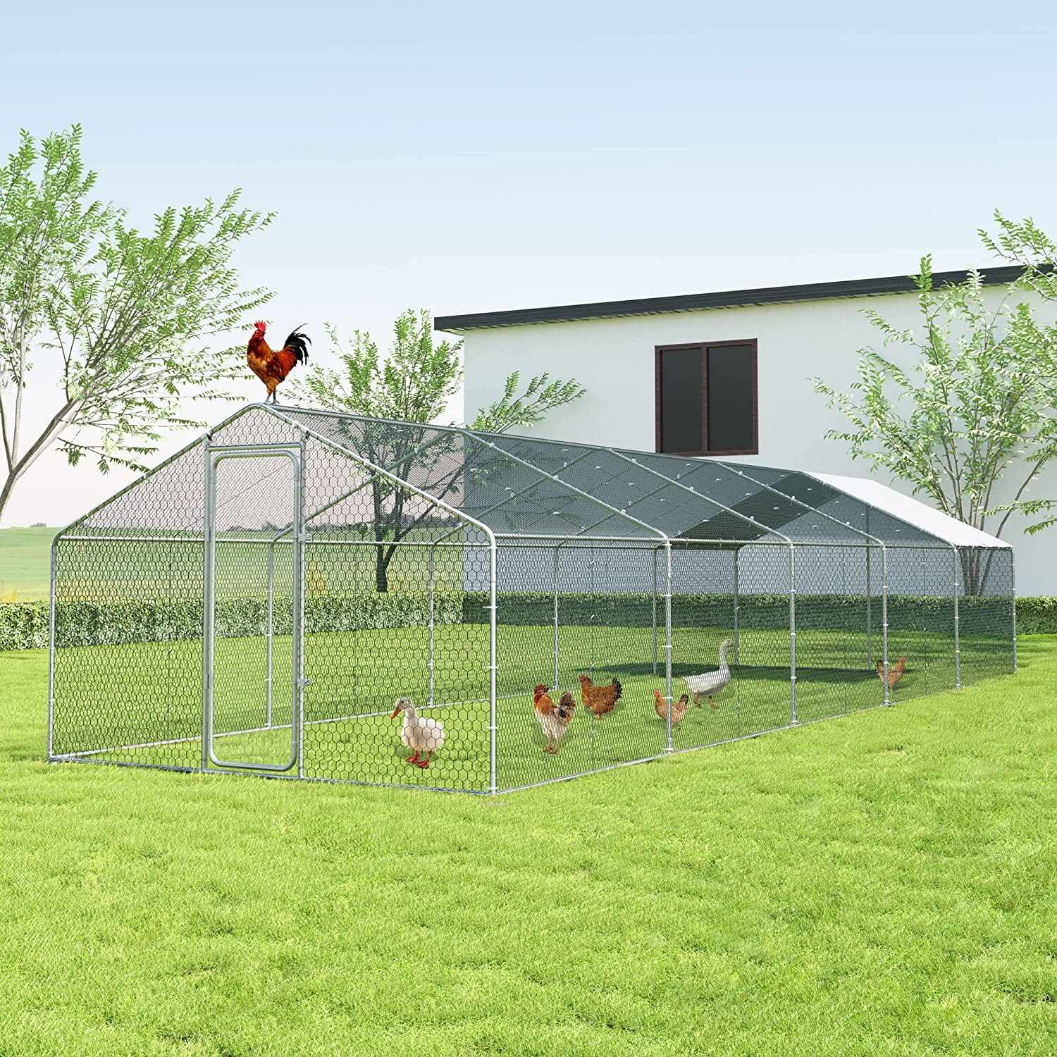 ALAULM Chicken Coops Large Metal Chicken Coops, Outdoor Walkin Poultry