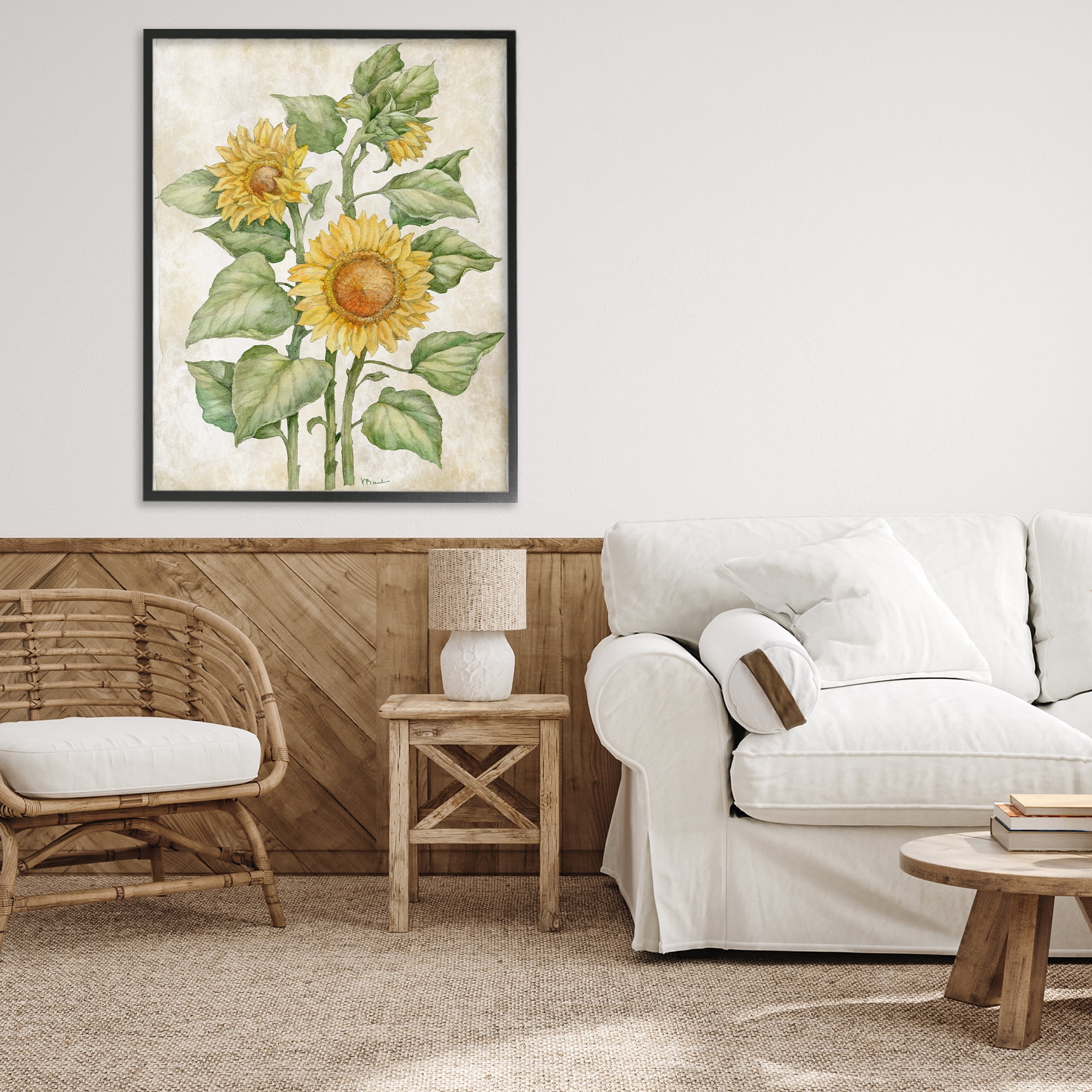 Stupell Industries Floral Journal Sunflower Black Framed Giclee Art, design by Paul Brent