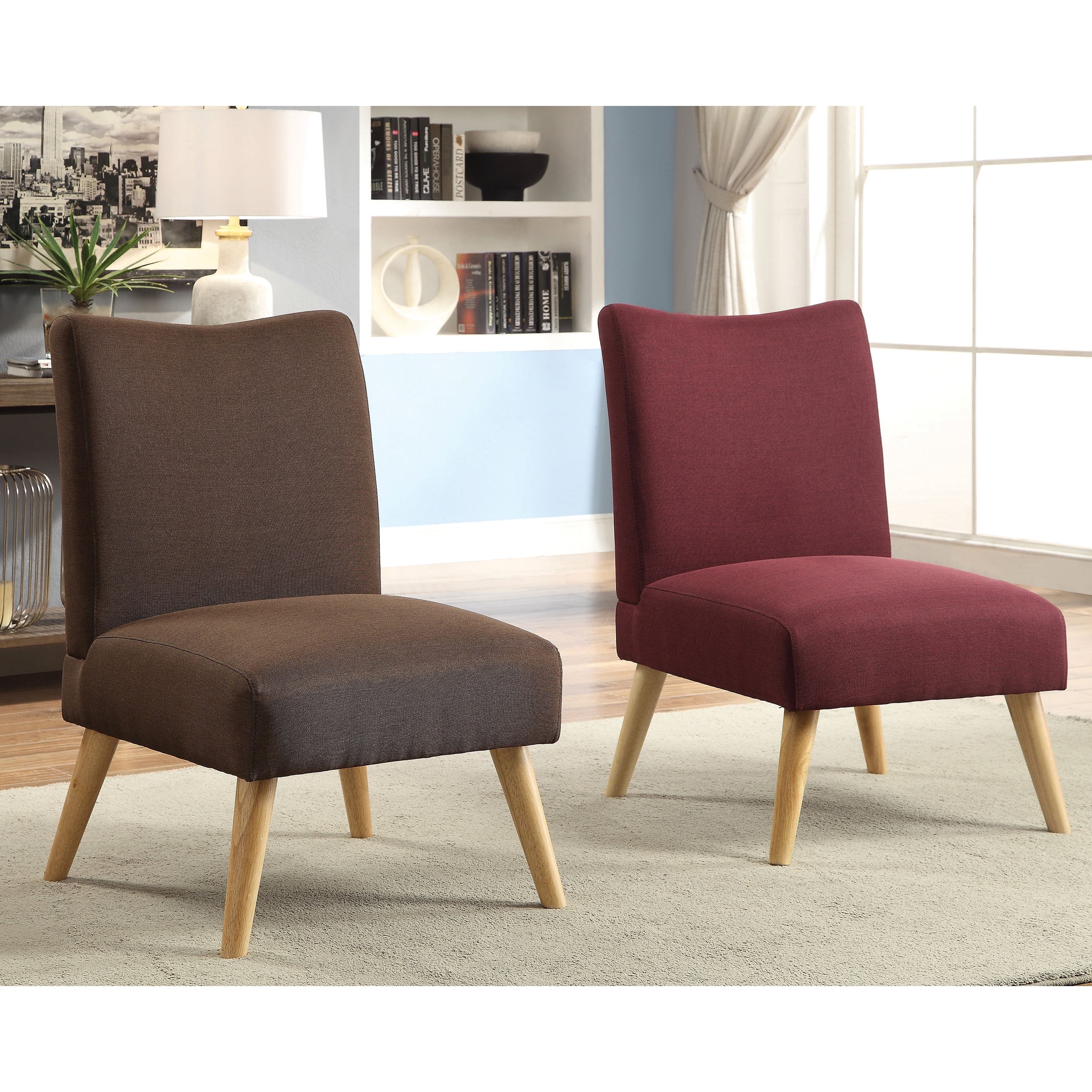 Furniture of America Mid-Century Fabric Millane Accent Chair, Purple