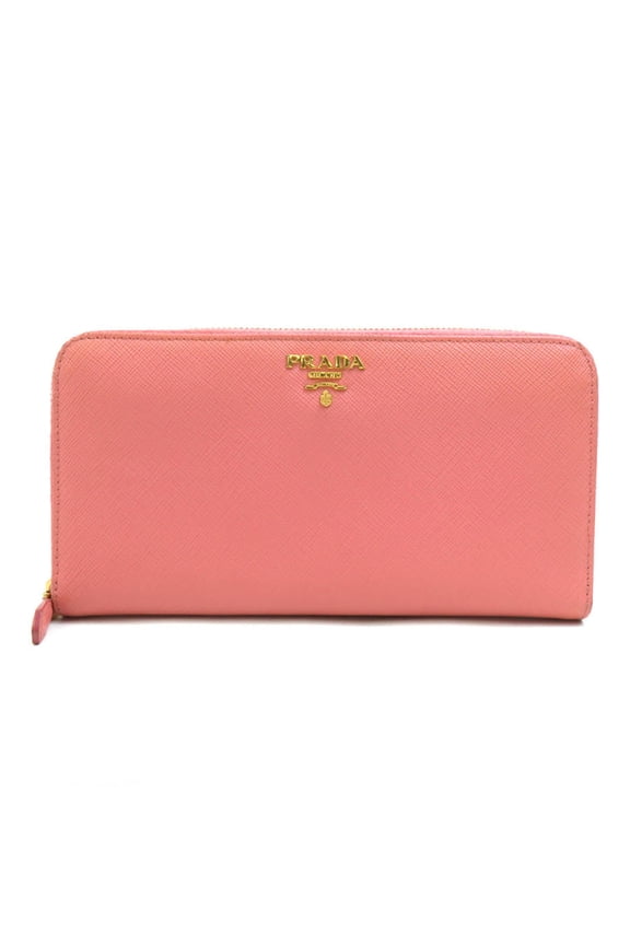Pre-Owned Prada PRADA Round Zip Long Wallet Leather Pink Women's r11175a