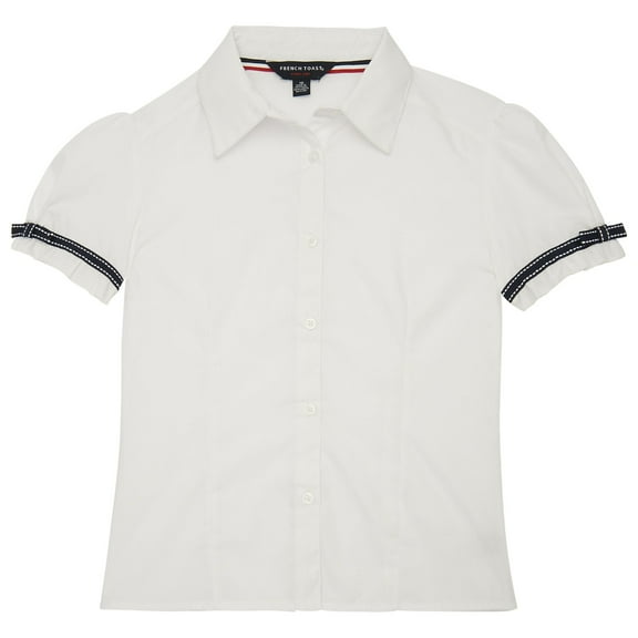 French Toast Girls School Uniform Short Sleeve Ribbon Bow Blouse, Sizes 4-20